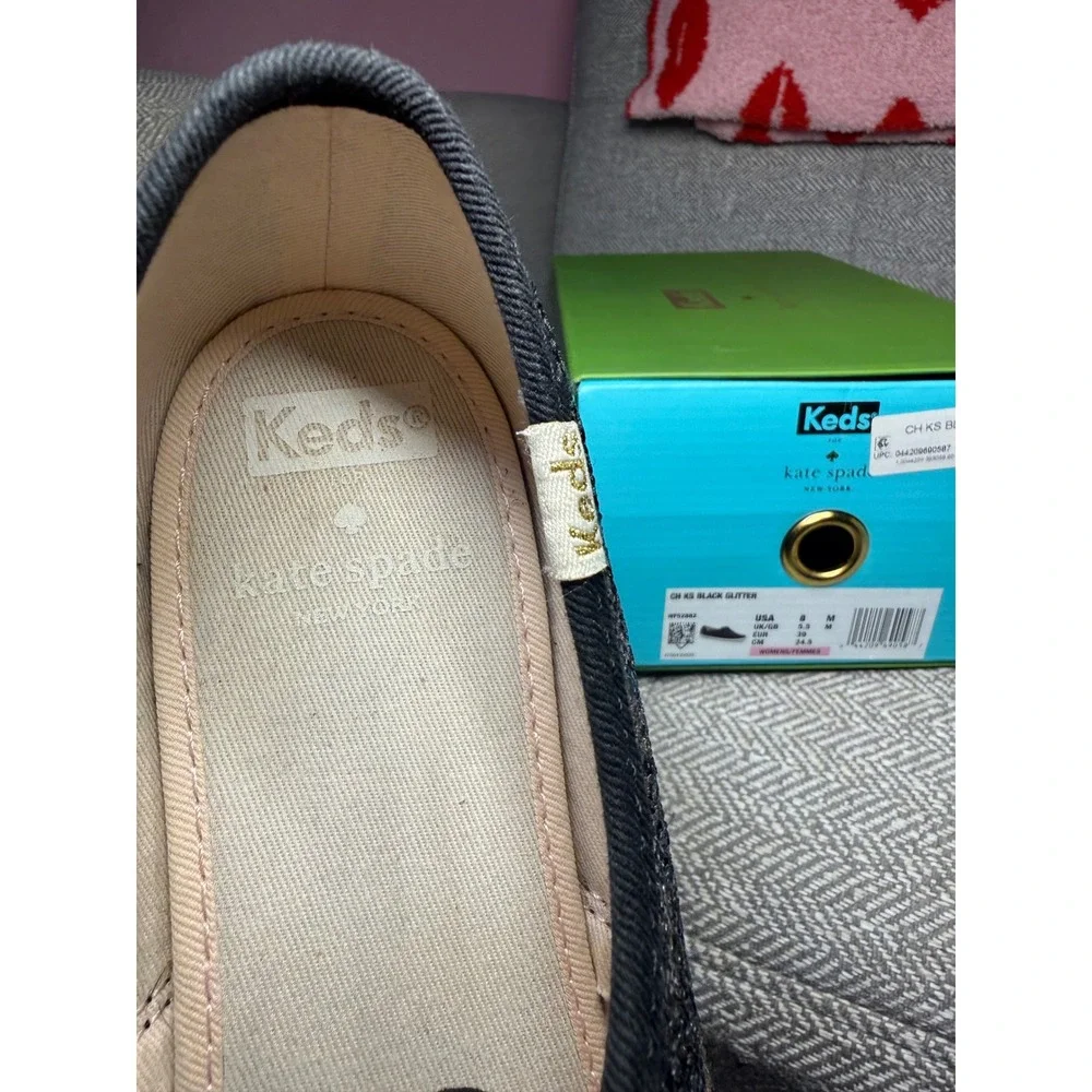 Keds x Kate Spade New York Black Glitter Champion Sneakers Women's 8M